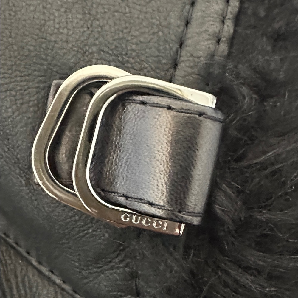 GUCCI LEATHER and SHEARLING BOMBER JACKET - Picture 6 of 11